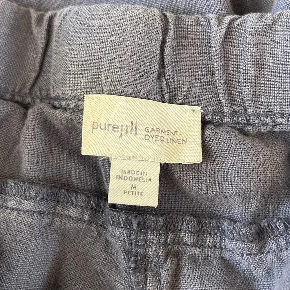 Women’s Pure J.Jill blue cropped pull-on pants, 100% linen, size medium petite - Picture 3 of 5